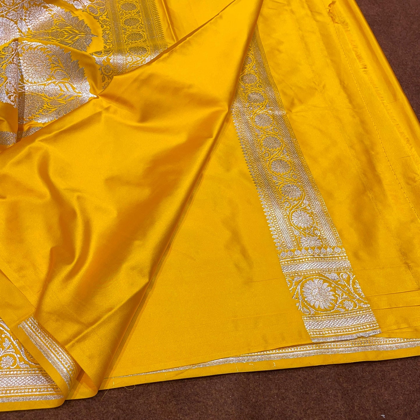 Yellow Gold Haldi Mashru Silk Saree