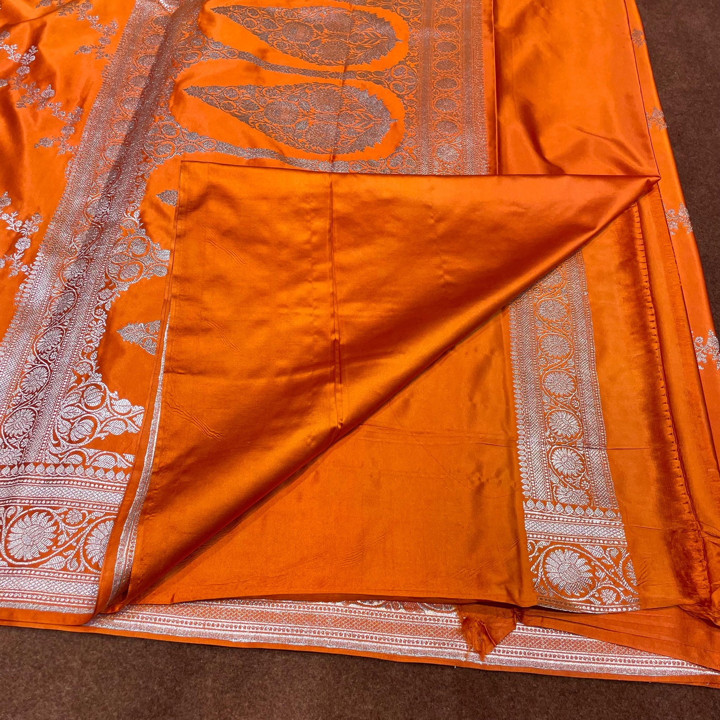 Fanta Orange Bright Colour Mashru Silk Saree