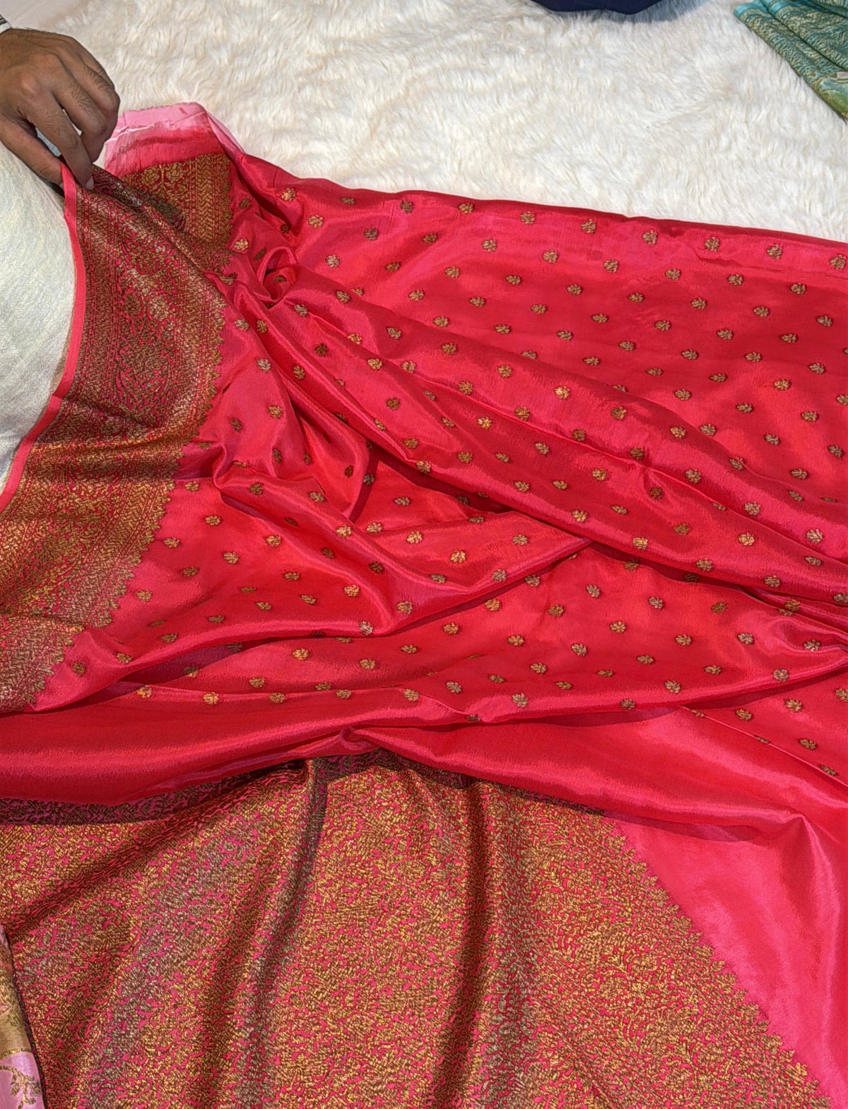 Pure Banarasi Khaddi Crape Silk Rangkat Minakari Handloom Saree