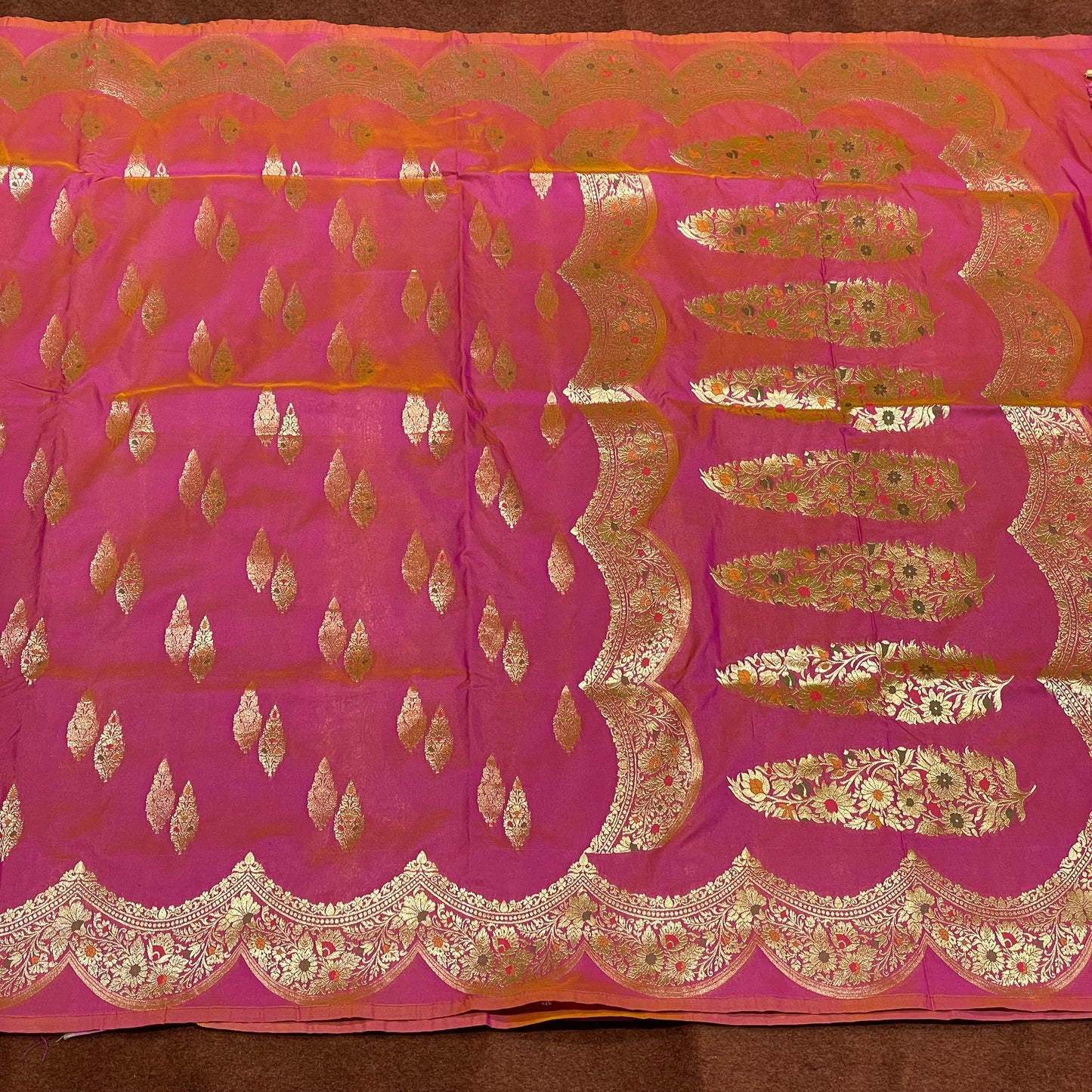 Katan Silk Sarees with Scalop Border Meena Boder Weave