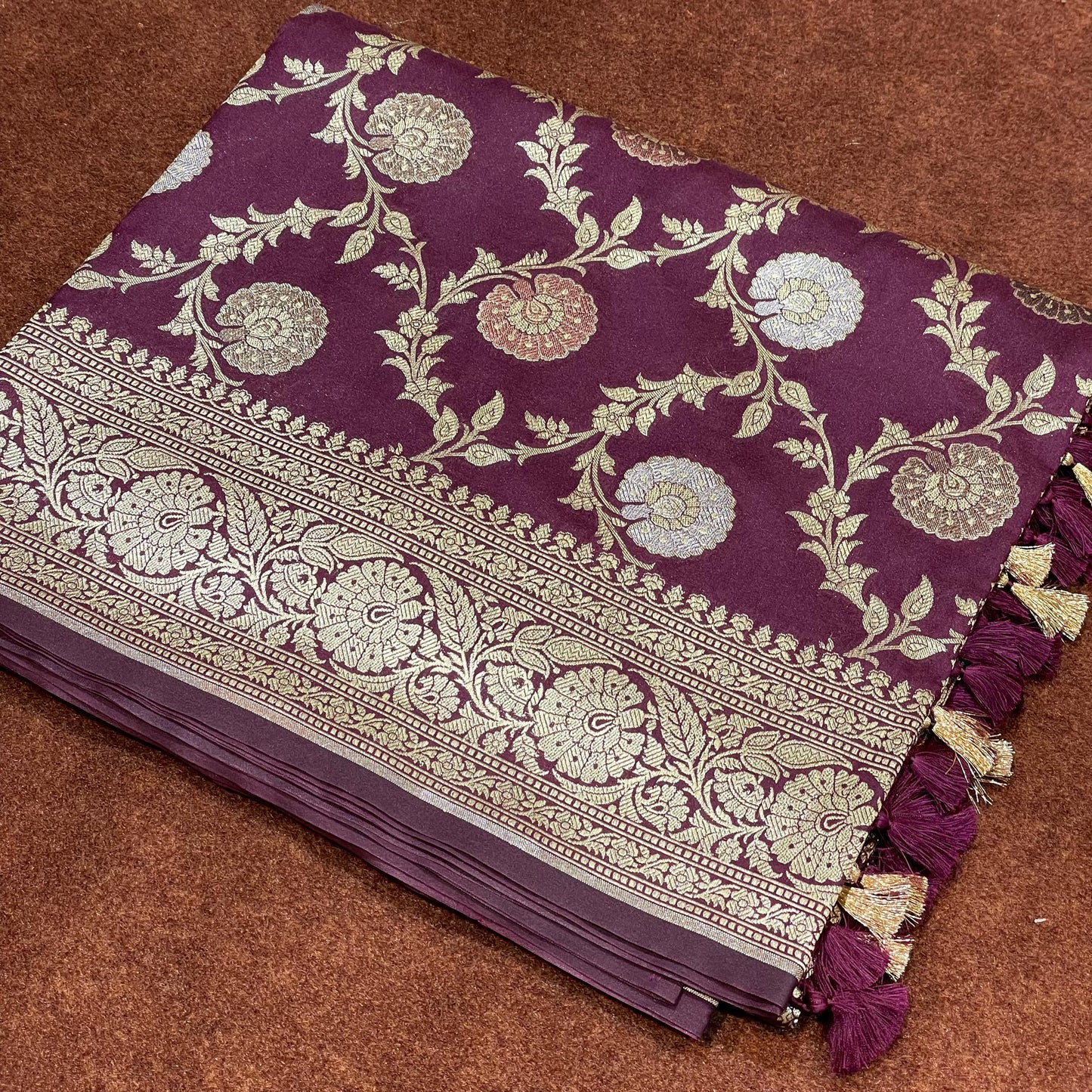 Katan Silk Sarees Sona Rupa Antique Copper Zari Weave Jangla Weave