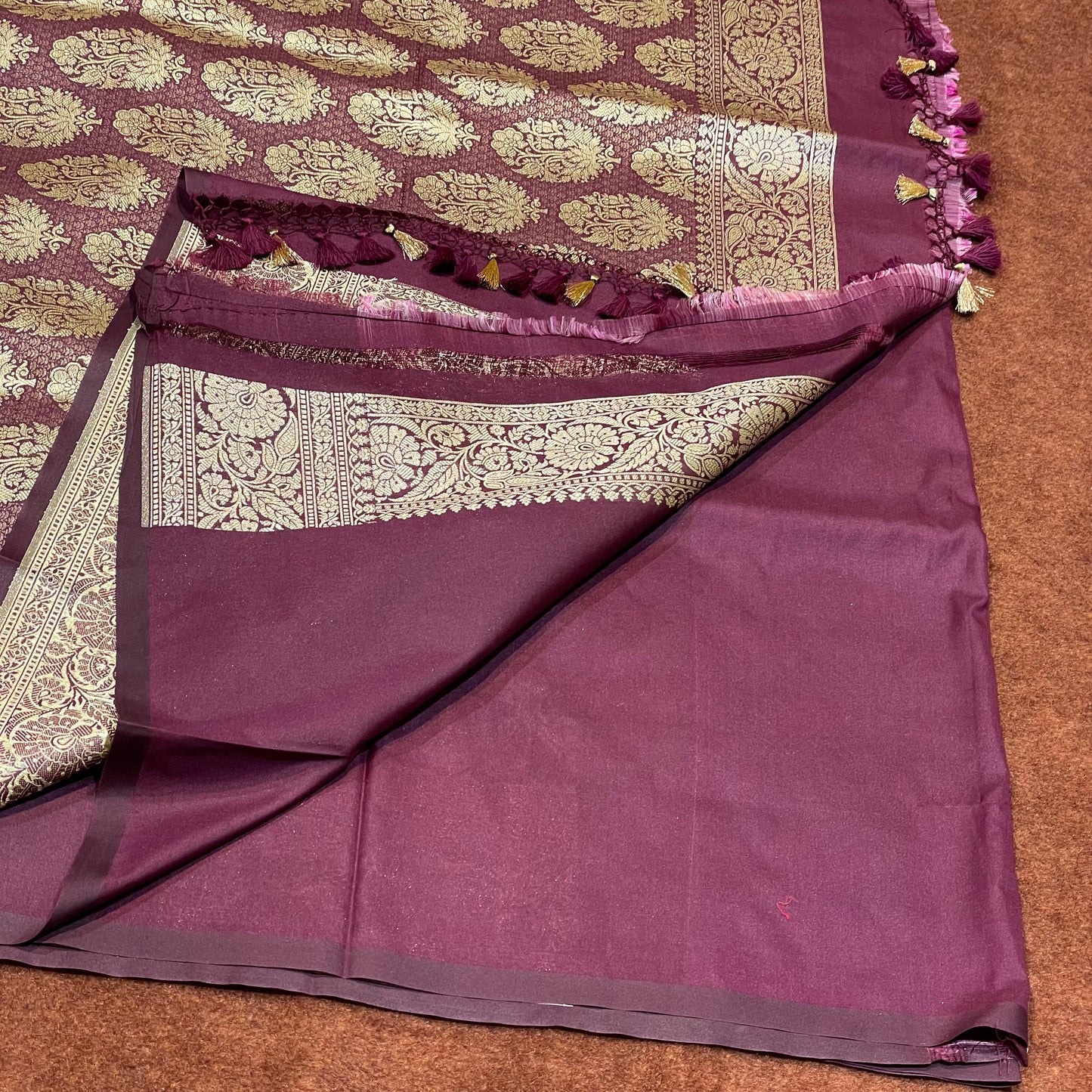 Katan Silk Sarees Sona Rupa Antique Copper Zari Weave Jangla Weave