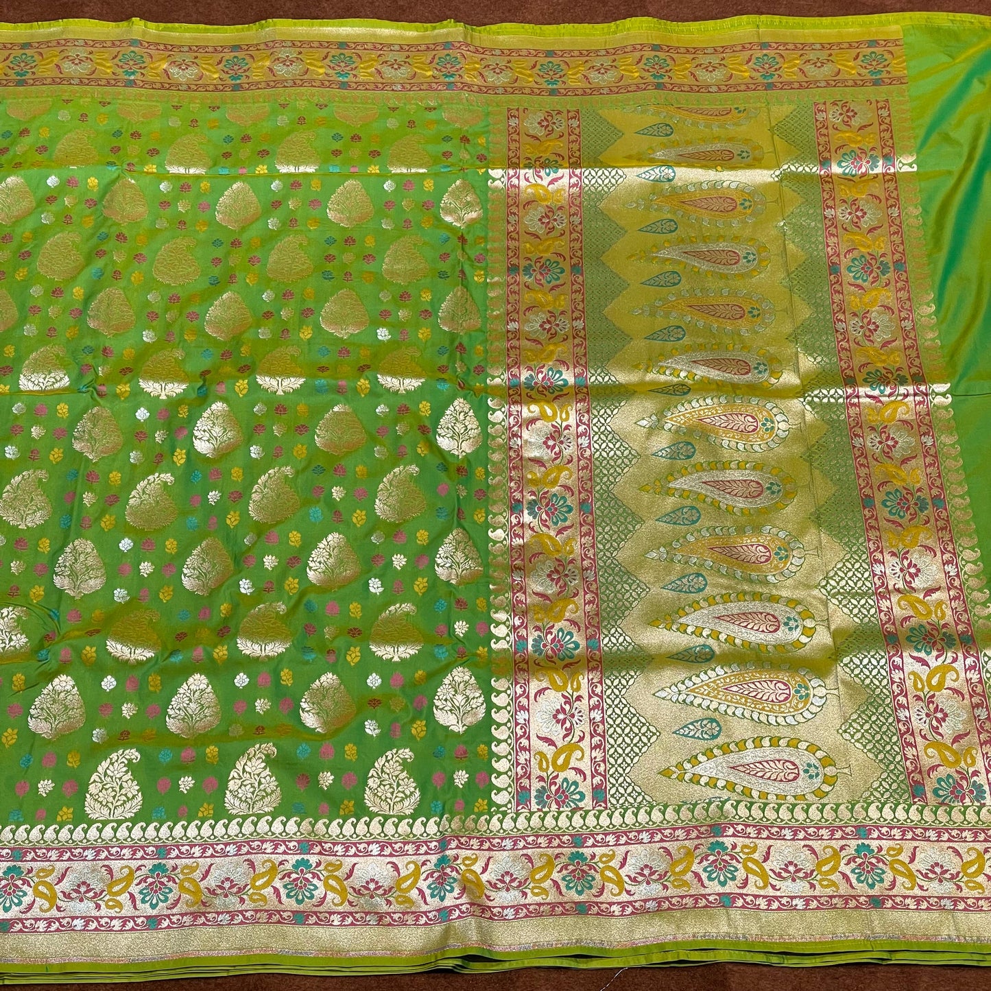 Katan Silk Sarees Designer Meenakari Weaving Design Alfi Buti