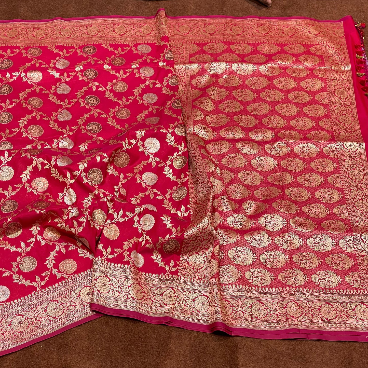 Katan Silk Sarees Sona Rupa Antique Copper Zari Jangla Weave