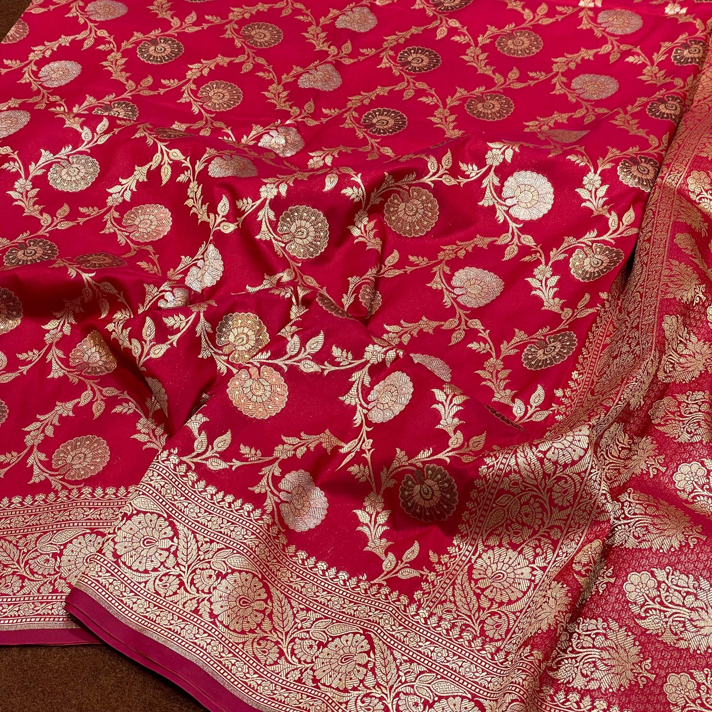 Katan Silk Sarees Sona Rupa Antique Copper Zari Jangla Weave