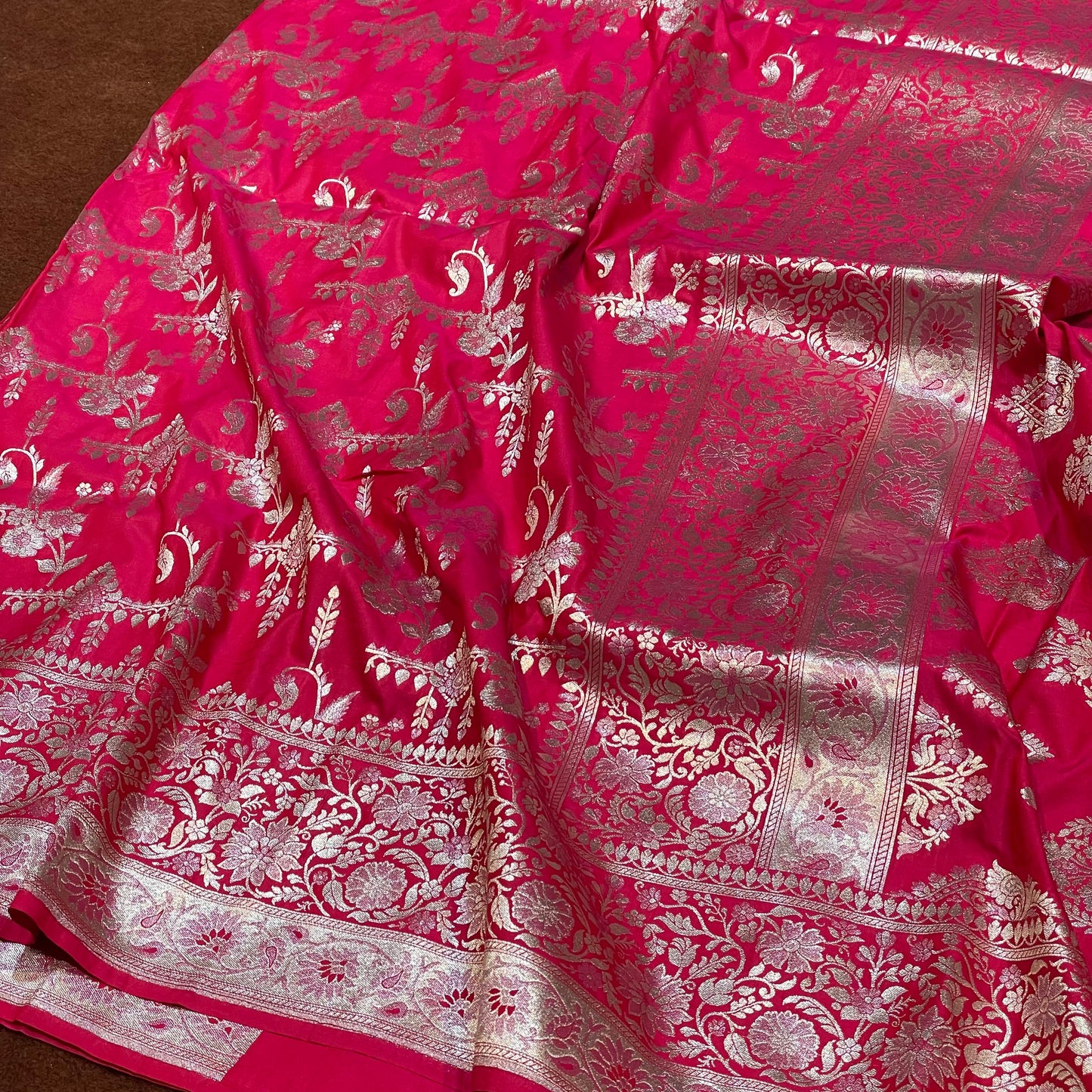 Katan Silk Sarees Water Zari Designer Jaal Sona Rupa Zari