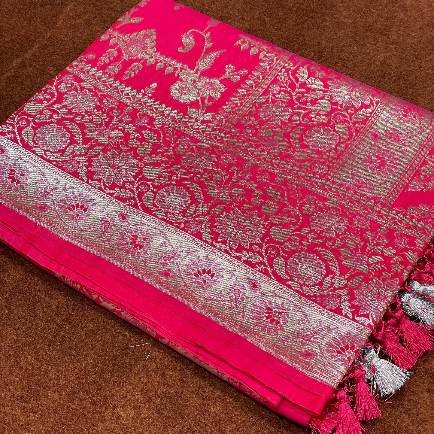 Katan Silk Sarees Water Zari Designer Jaal Sona Rupa Zari