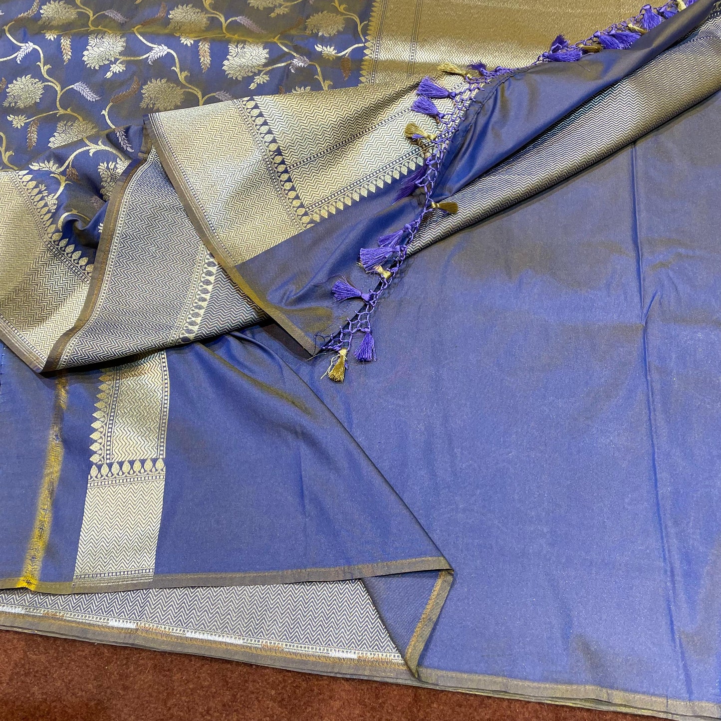 Unique Color Katan Silk Sarees Sona Rupa Antique Zari Jangla Weave