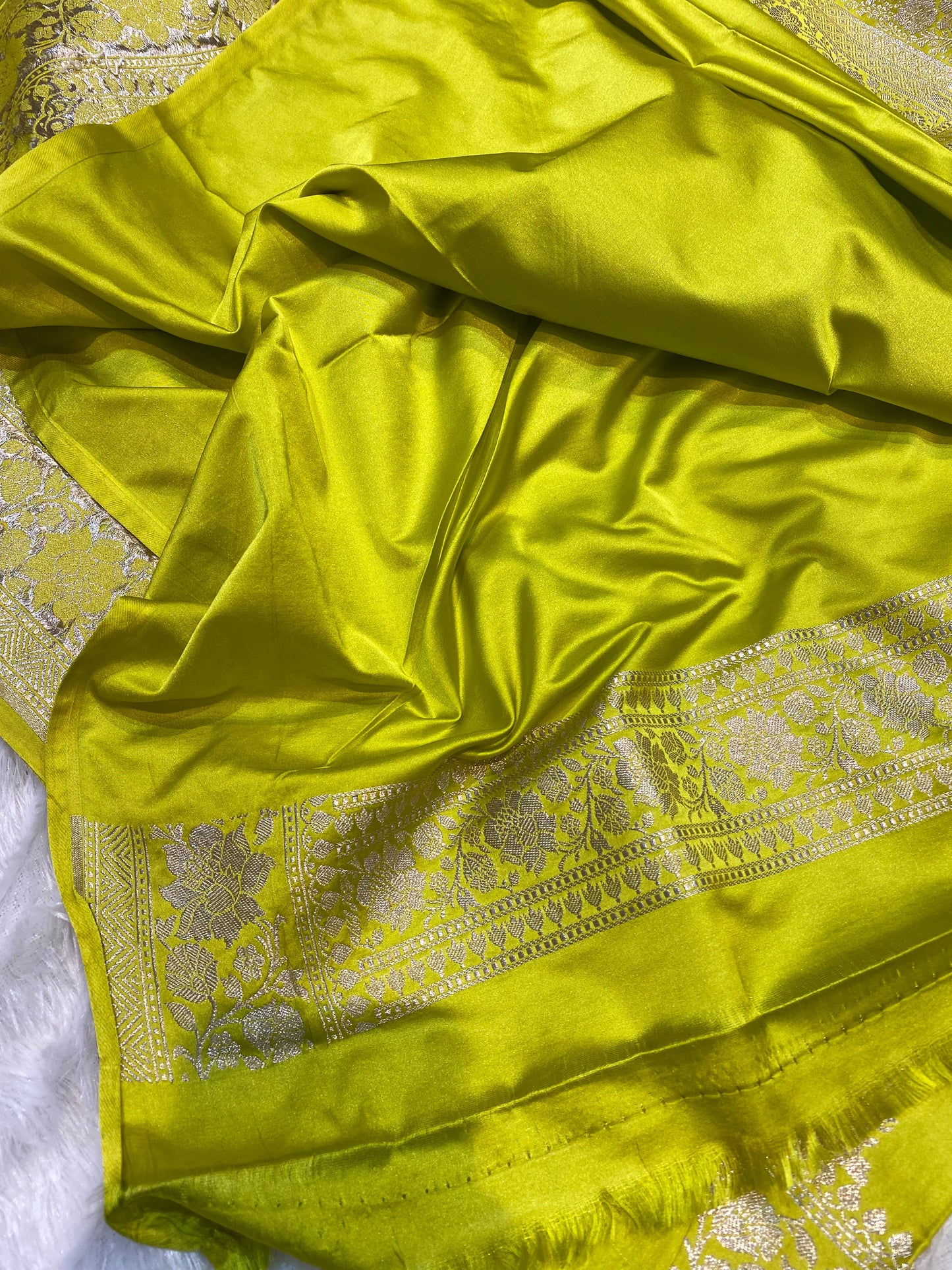 Mashru Silk Saree Mustard Yellow Color Sona Rupa Zari Buta Border