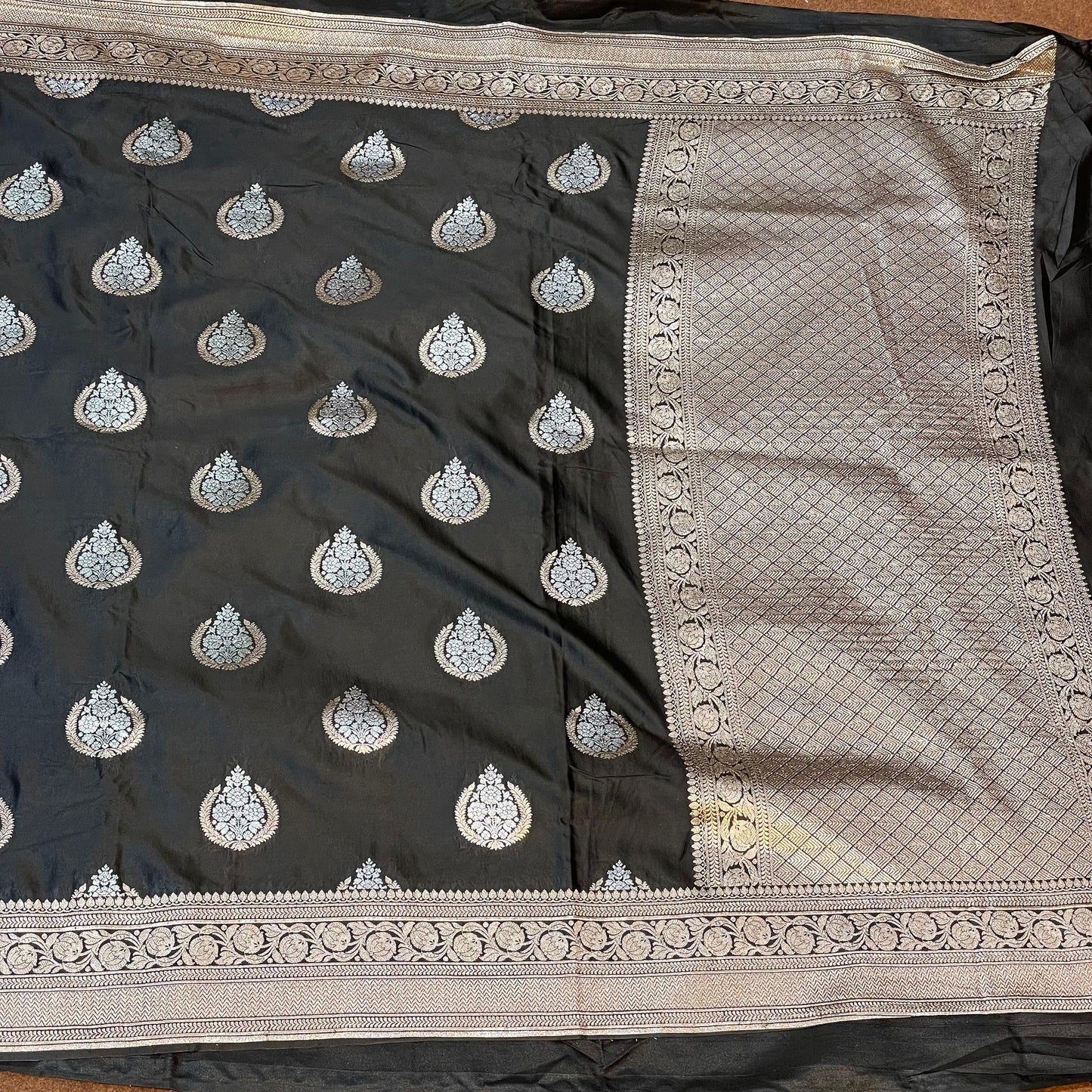 Mashru Silk Banarasi Saree Allover Water Gold Zari Weaving