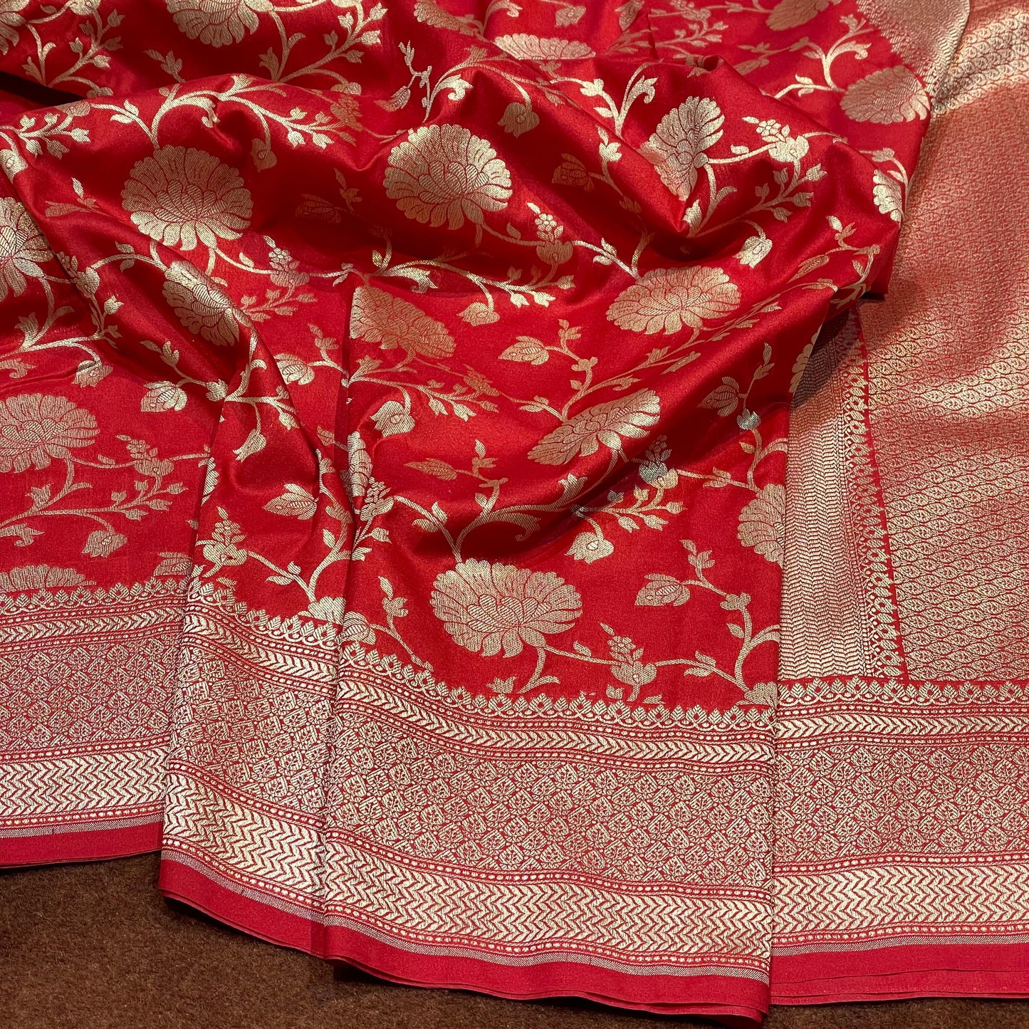 Katan Silk Saree Self Gold Zari Jangla Weave