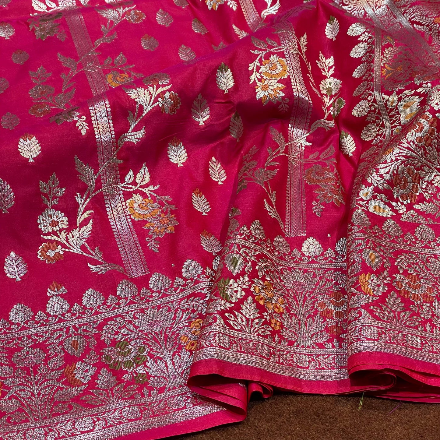Katan Silk Saree Water Zari Meena Jangla Weave