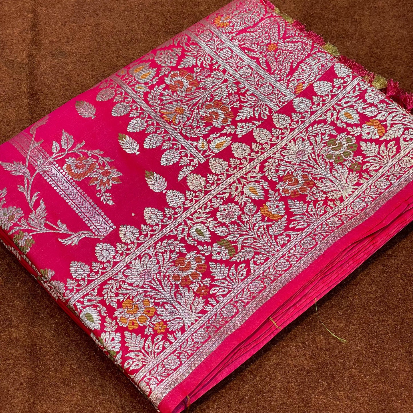 Katan Silk Saree Water Zari Meena Jangla Weave
