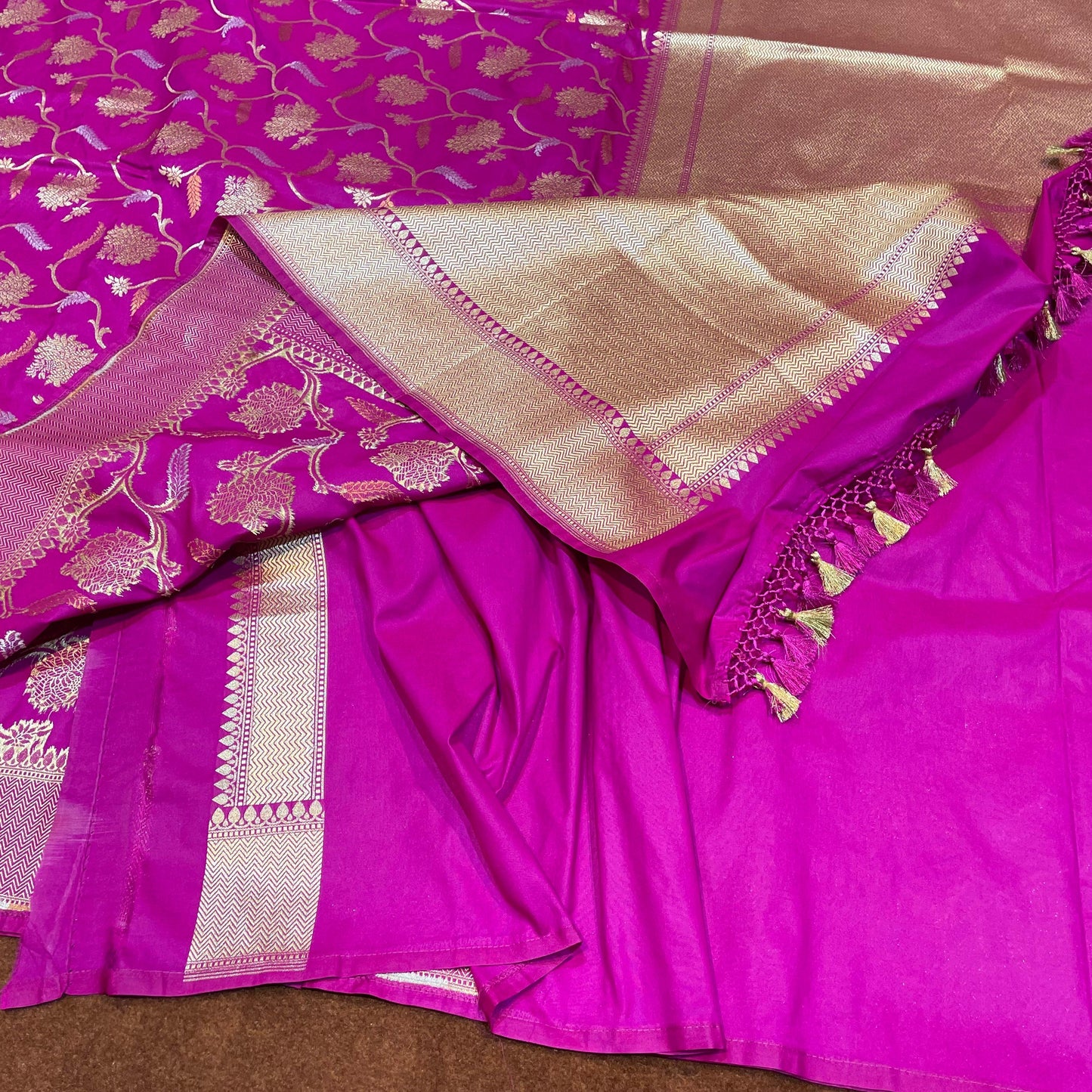 Katan Silk Saree Sona Rupa & Copper Zari Jangla Weave