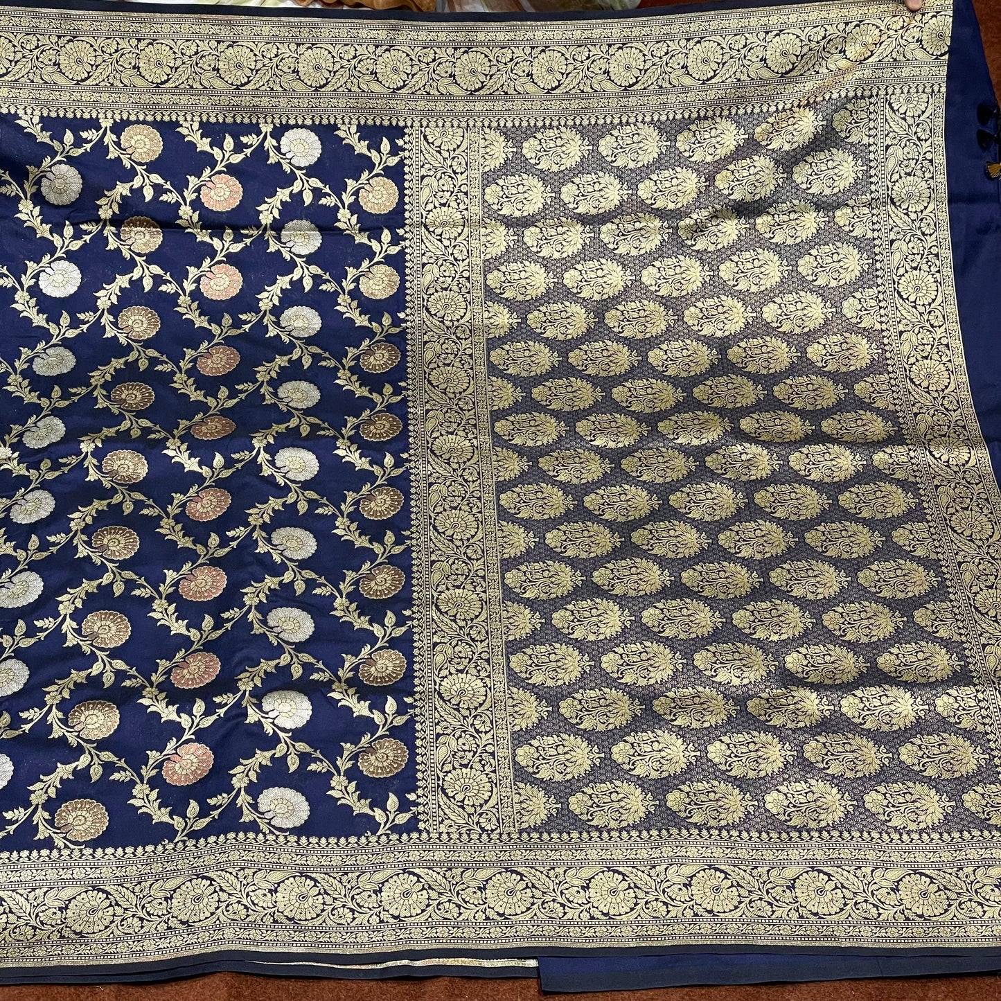 Katan Silk Sarees Sona Rupa Antique Copper Zari Weave Jangla Weave