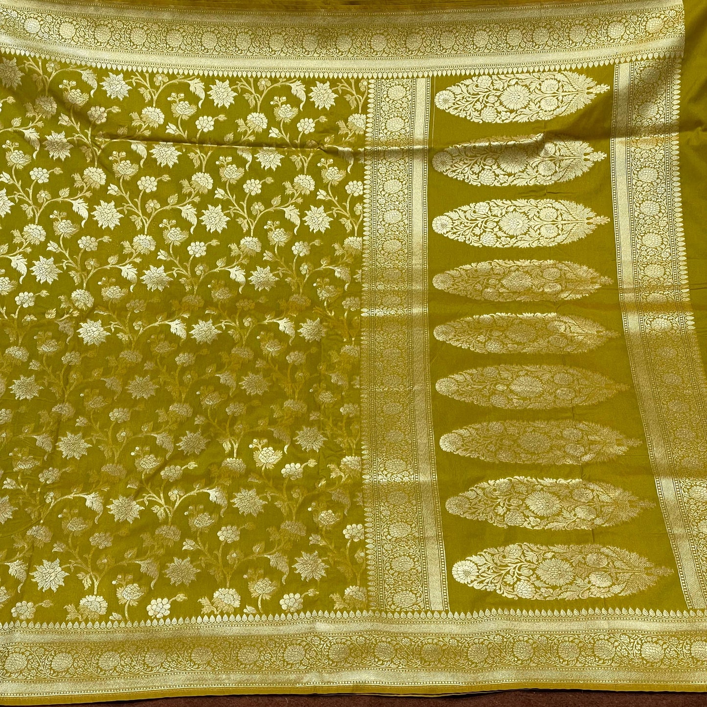 Katan Silk Saree Self Gold Zari Jangla Weave