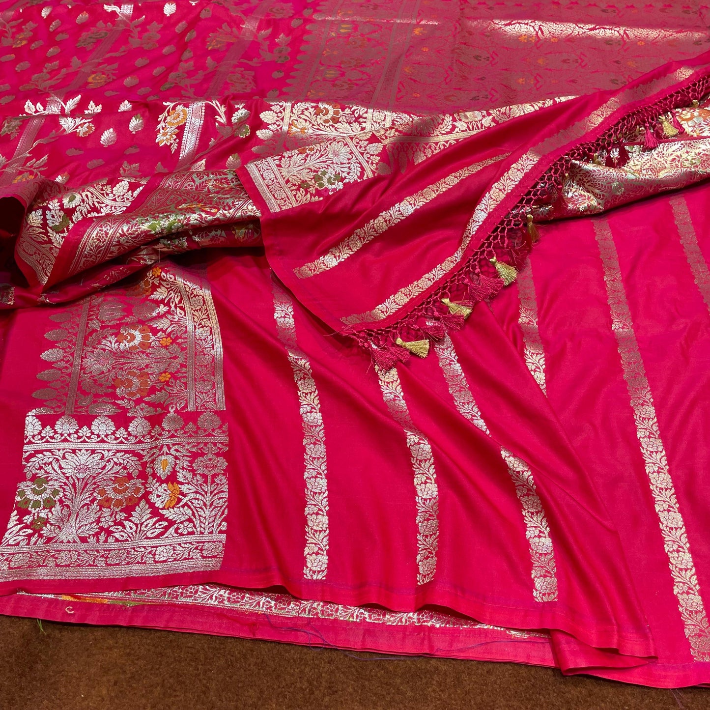 Katan Silk Saree Water Zari Meena Jangla Weave