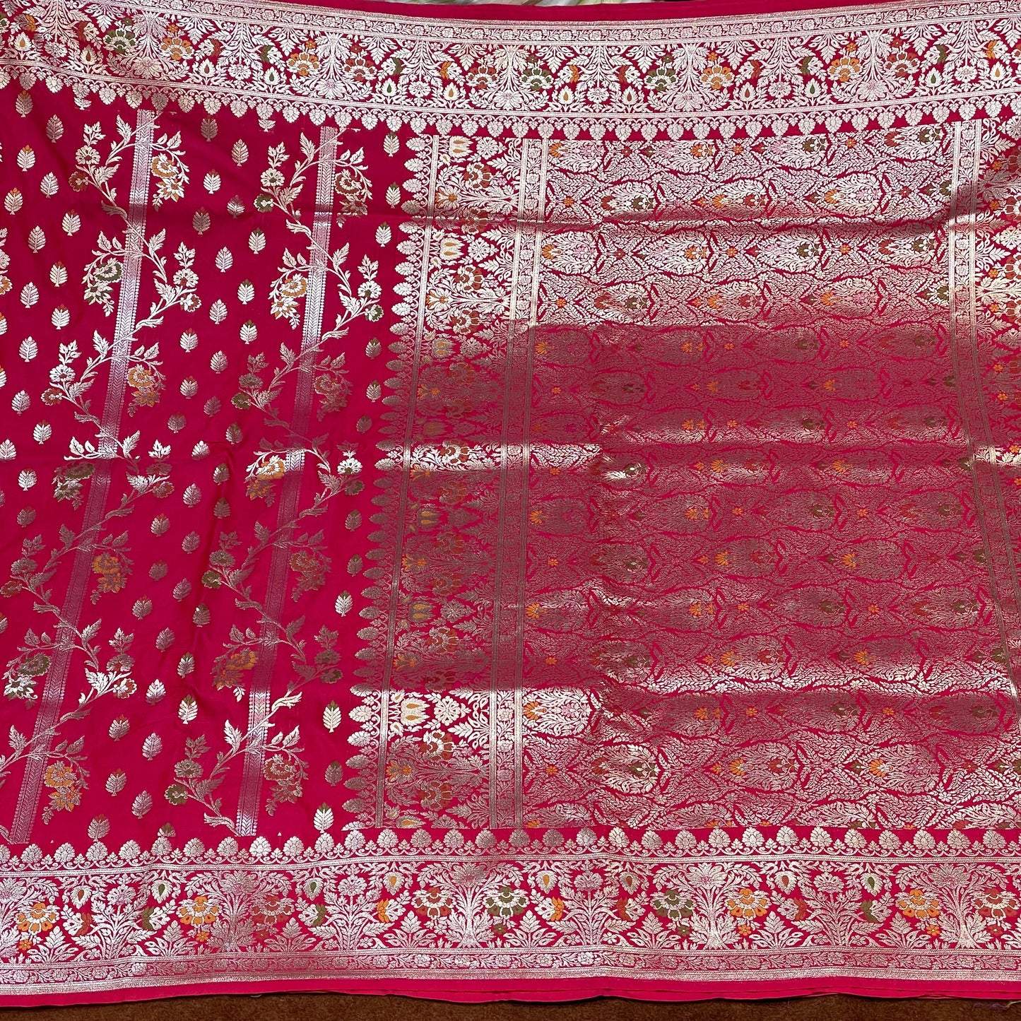 Katan Silk Saree Water Zari Meena Jangla Weave