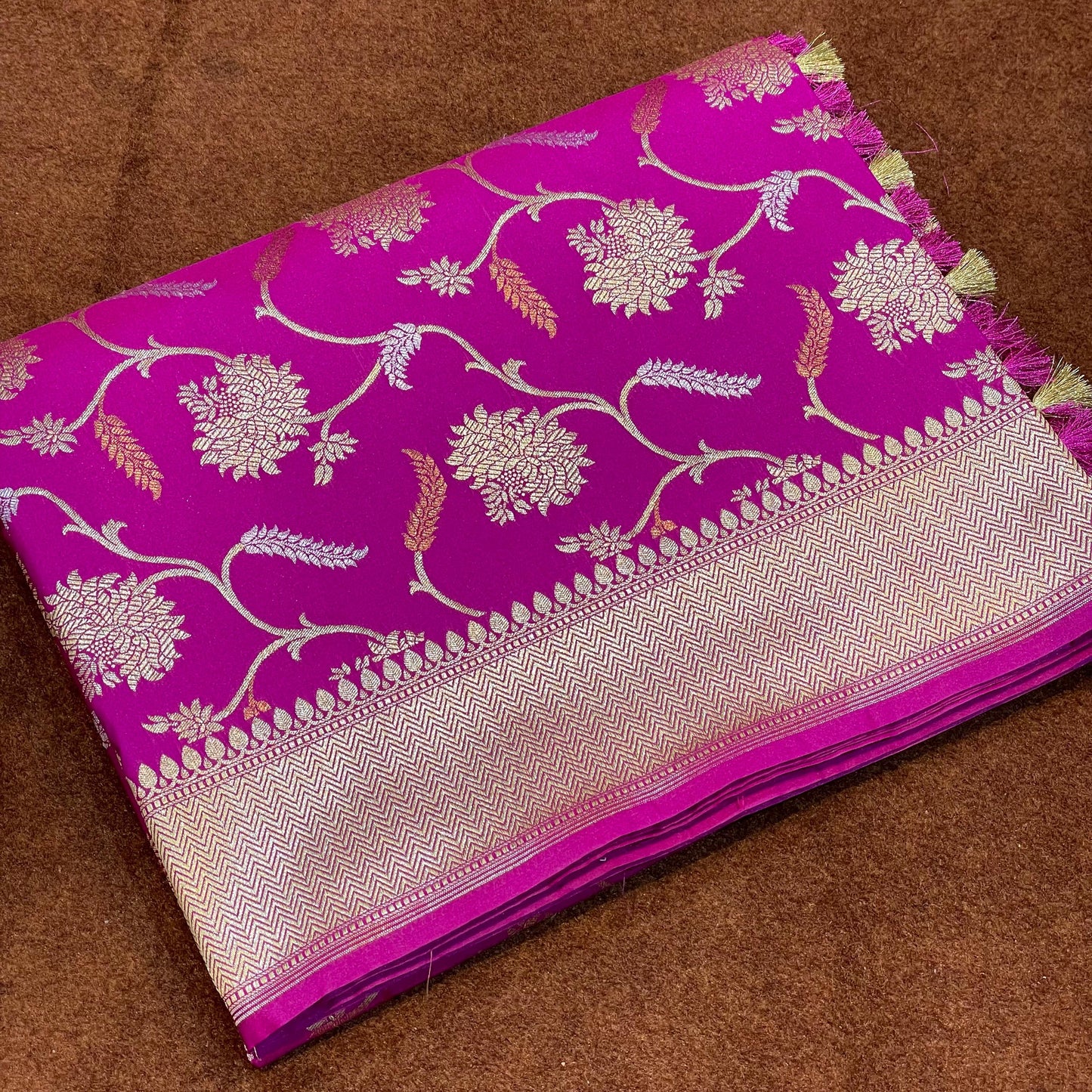 Katan Silk Saree Sona Rupa & Copper Zari Jangla Weave