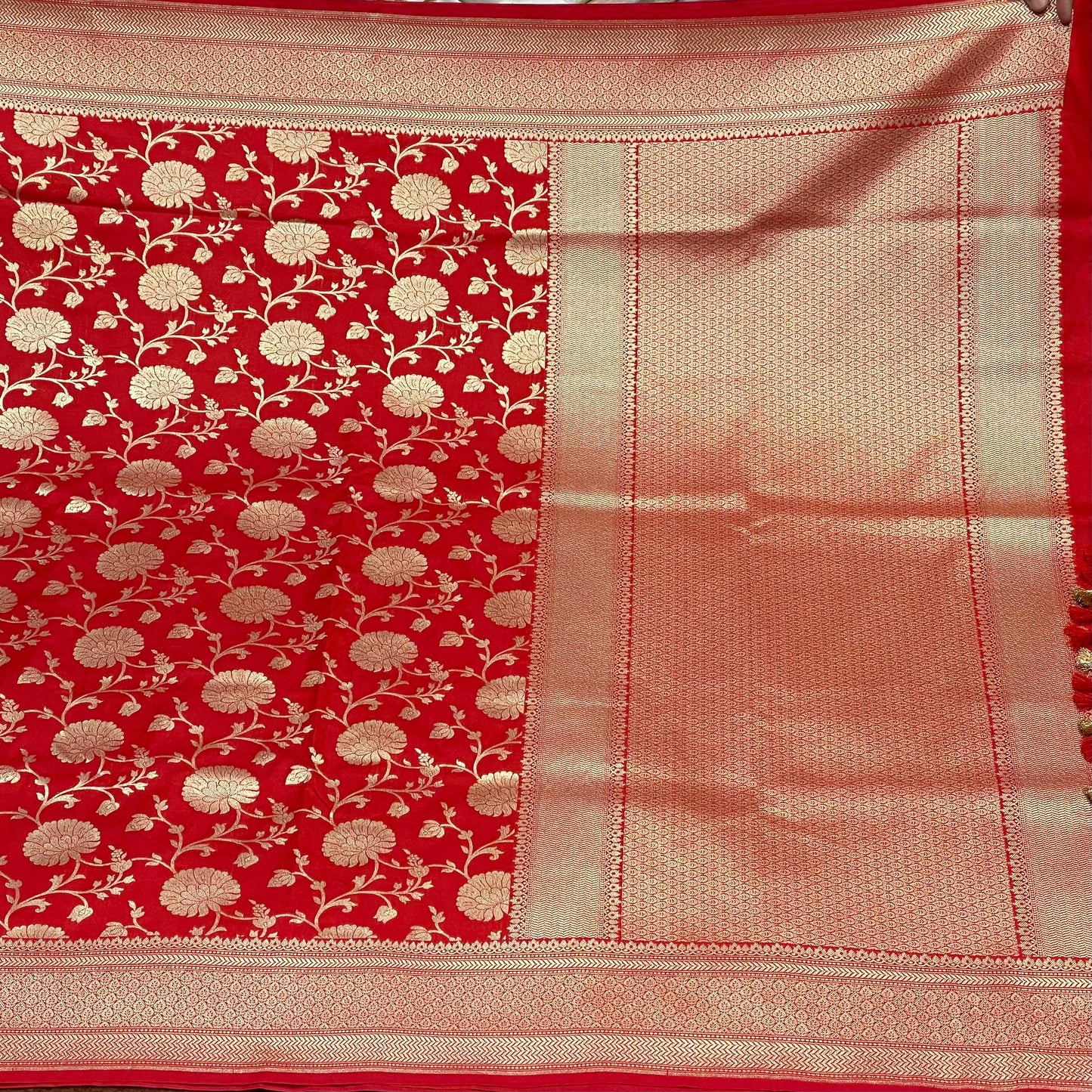 Katan Silk Saree Self Gold Zari Jangla Weave