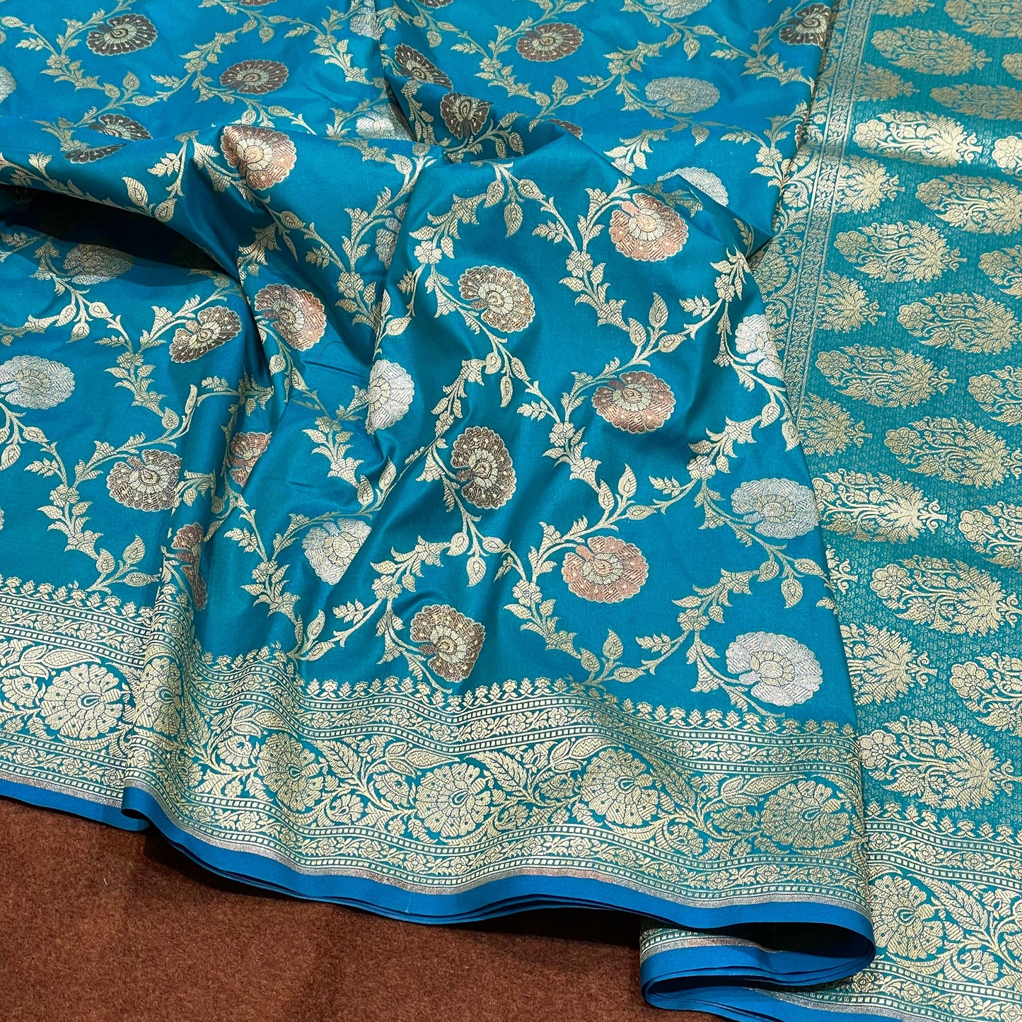 Katan Silk Sarees Sona Rupa Antique Copper Zari Weave Jangla Weave