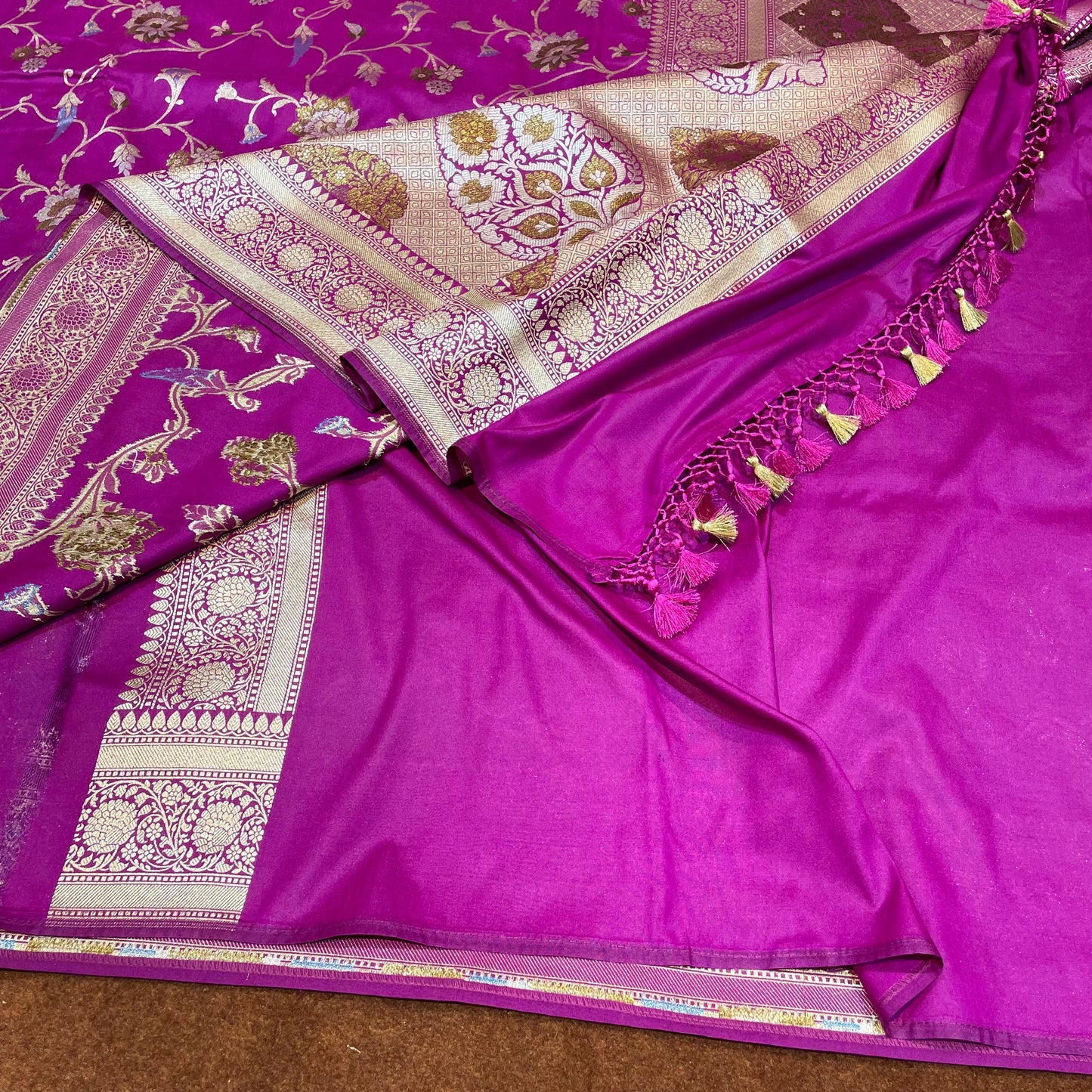 Katan Silk Saree Sona Rupa & Copper Antique Zari Jangla Weave