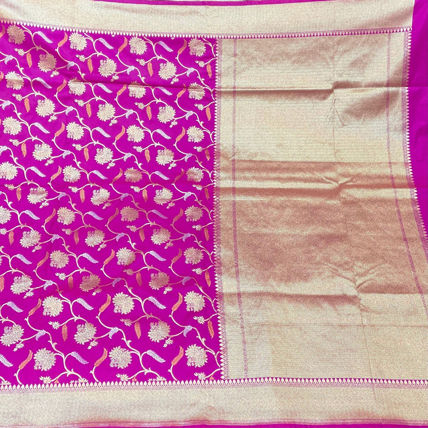 Katan Silk Saree Sona Rupa & Copper Zari Jangla Weave