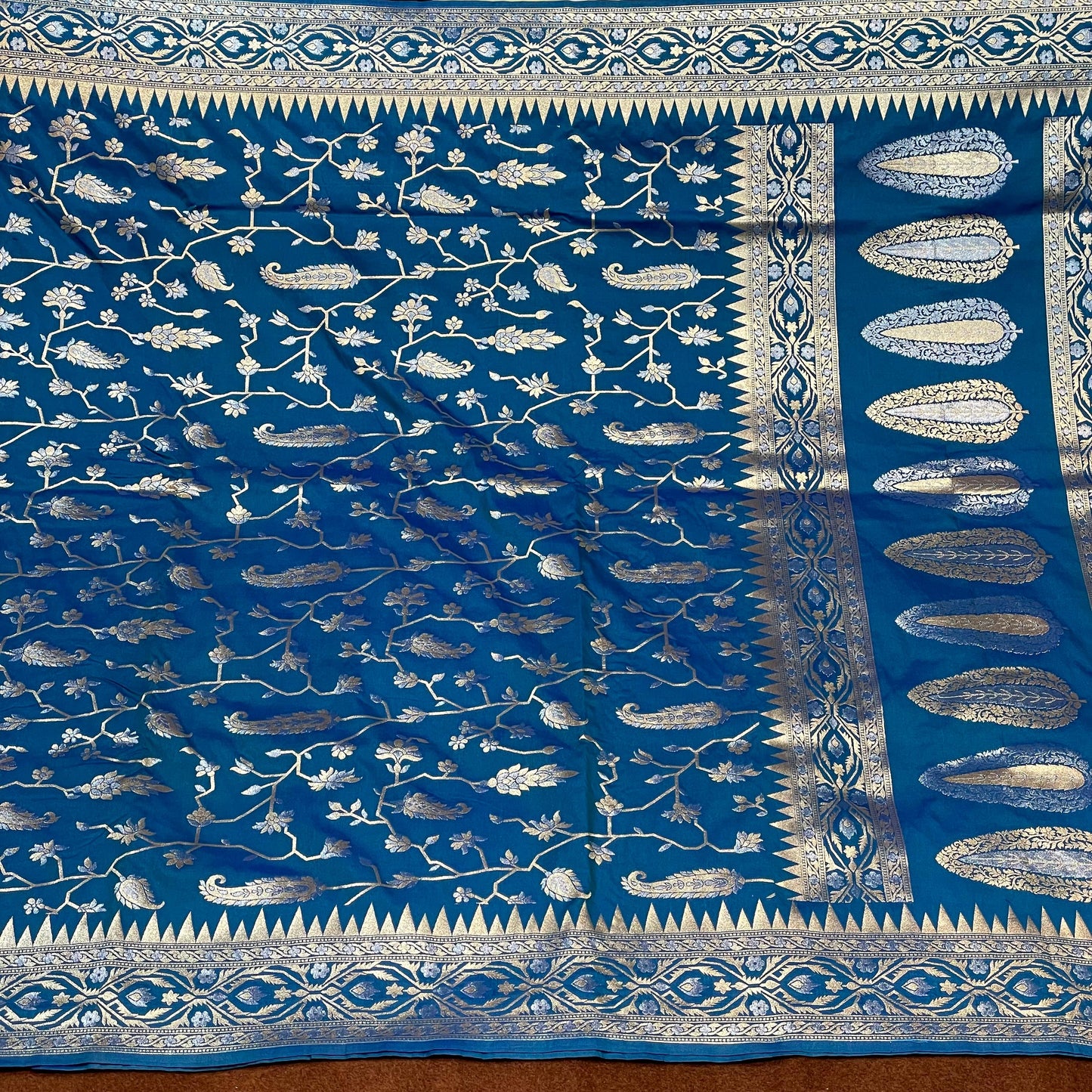 Dhakai Jaal Katan Silk Saree Sona Rupa Zari Jangla Weave