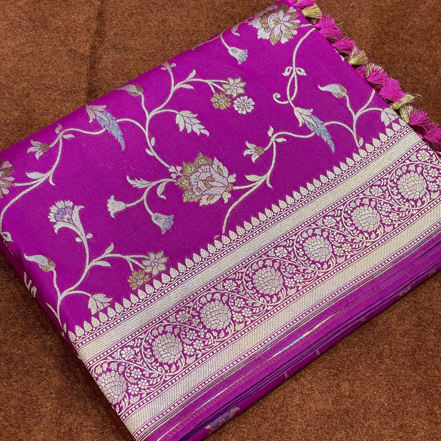 Katan Silk Saree Sona Rupa & Copper Antique Zari Jangla Weave