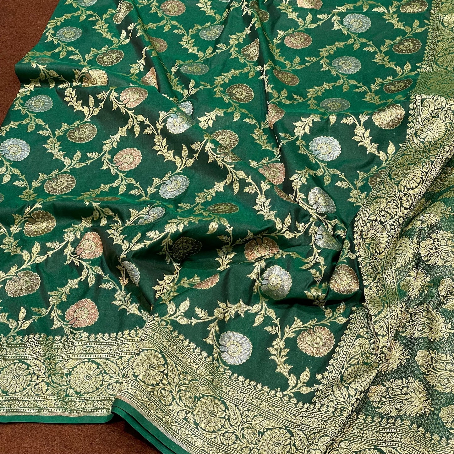 Katan Silk Sarees Sona Rupa Antique Copper Zari Weave Jangla Weave