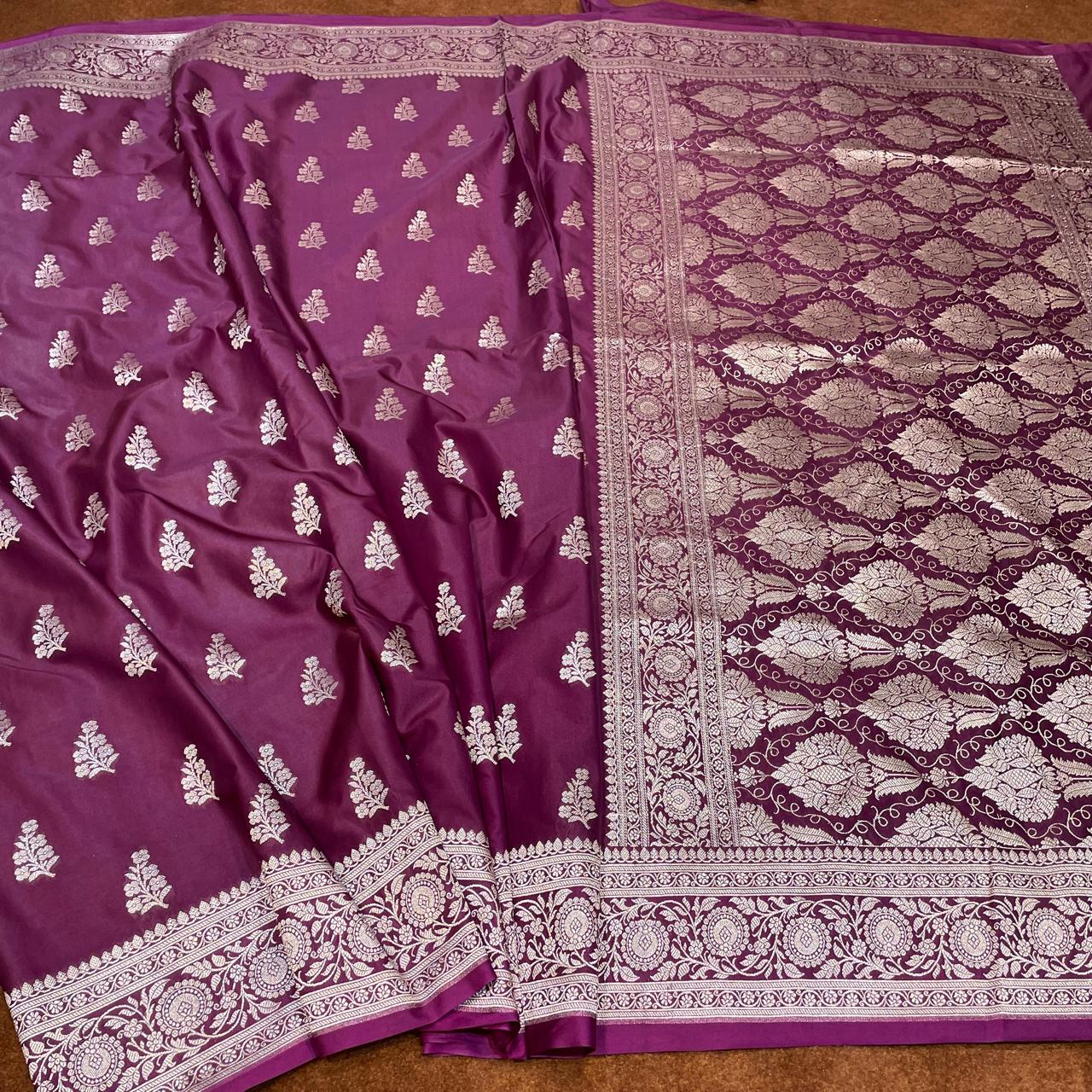 Mashru Silk Banarasi Saree Allover Water Gold Zari Weaving