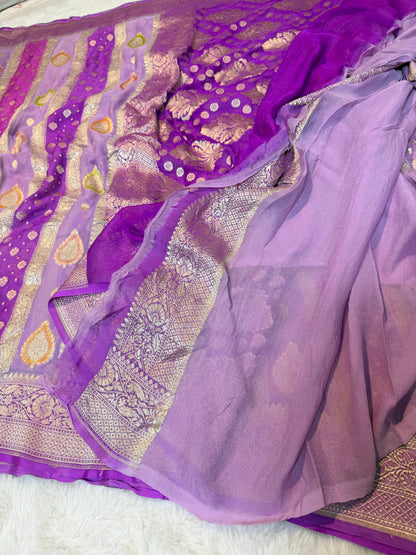 Rangkat X Minakari Original Platinum Zari Pure Khaddi Georgette Double Zari Saree