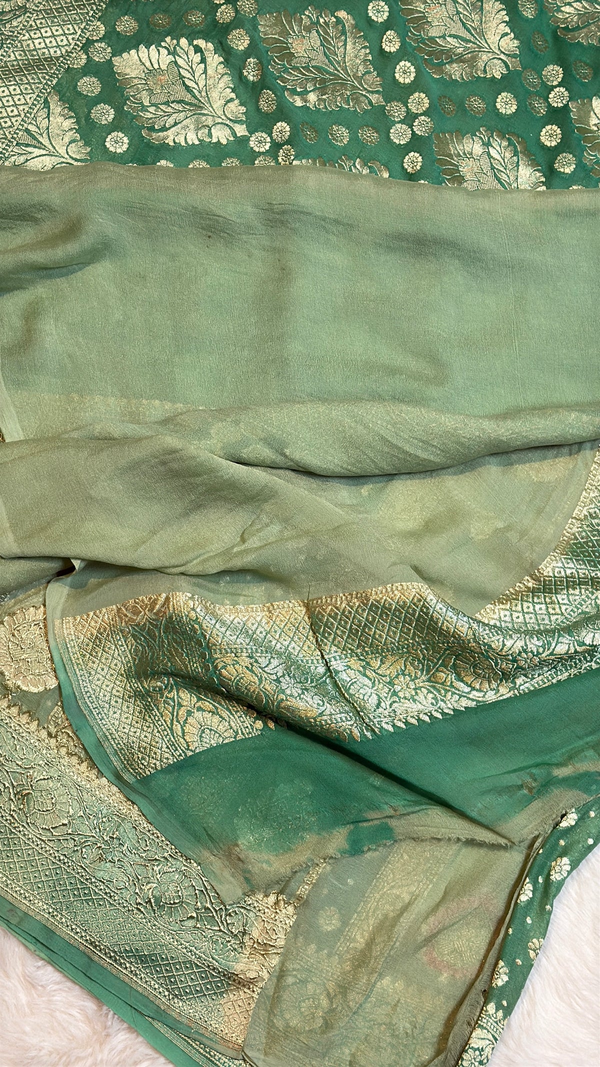 Rangkat X Minakari Original Platinum Zari Pure Khaddi Georgette Double Zari Saree