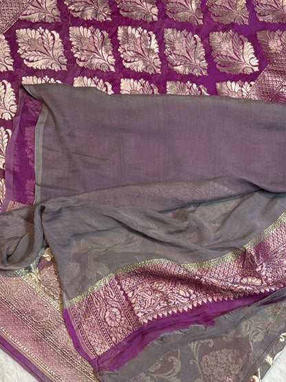 Rangkat X Minakari Original Platinum Zari Pure Khaddi Georgette Double Zari Saree