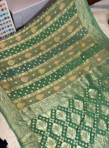 Rangkat X Minakari Original Platinum Zari Pure Khaddi Georgette Double Zari Saree