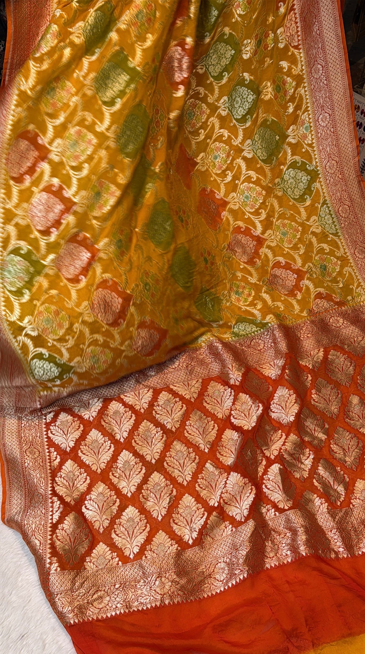 Rangkat X Minakari Original Platinum Zari Pure Khaddi Georgette Double Zari Saree