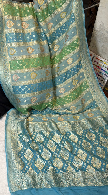 Rangkat X Minakari Original Platinum Zari Pure Khaddi Georgette Double Zari Saree