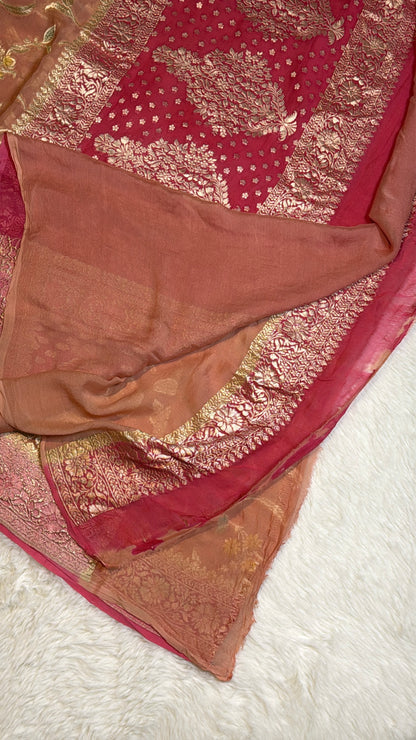 Rangkat X Minakari Original Platinum Zari Pure Khaddi Georgette Double Zari Saree