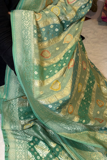 Rangkat X Minakari Original Platinum Zari Pure Khaddi Georgette Double Zari Saree