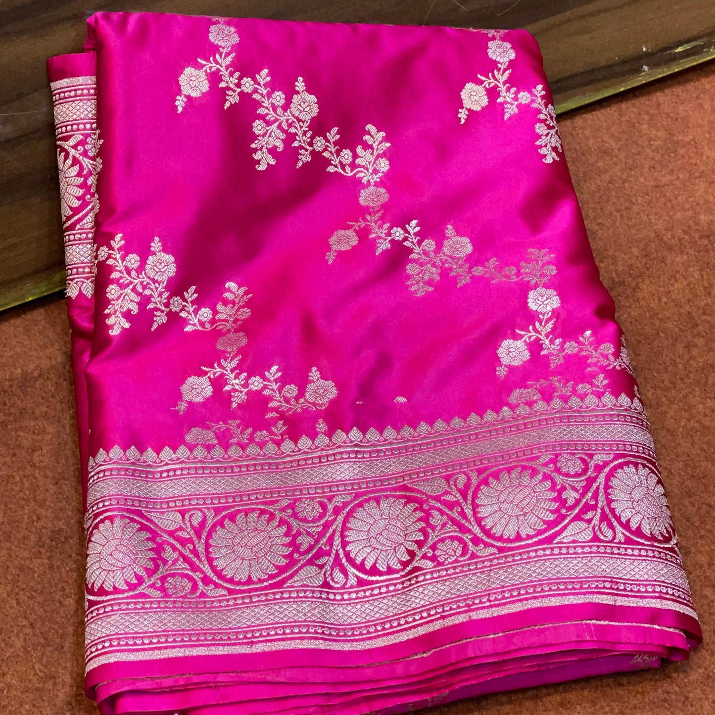 Vibrant Rani Pink Mashru Silk Saree