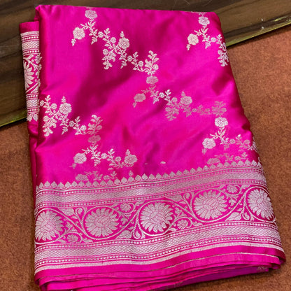 Vibrant Rani Pink Mashru Silk Saree