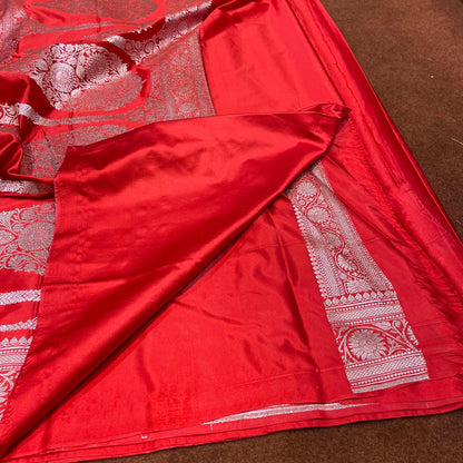 Fully Red Colour Mashru Silk Saree