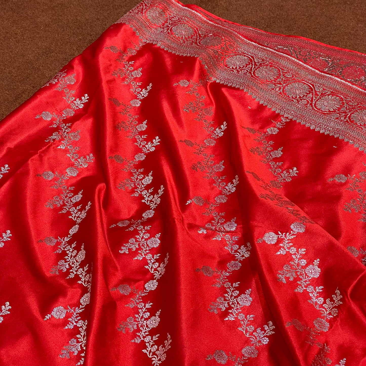 Fully Red Colour Mashru Silk Saree