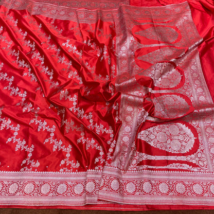 Fully Red Colour Mashru Silk Saree