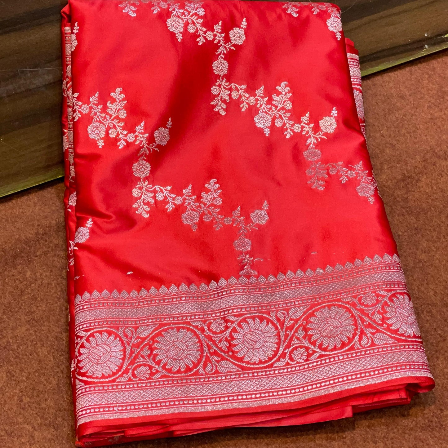 Fully Red Colour Mashru Silk Saree