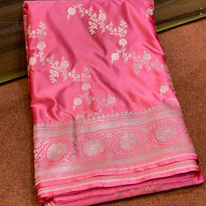Gazri Light Pink Mashru Silk Saree