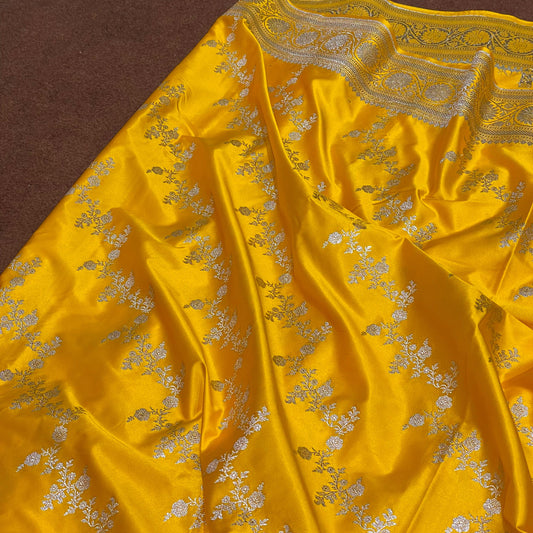 Yellow Gold Haldi Mashru Silk Saree