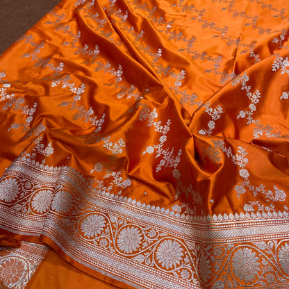 Fanta Orange Bright Colour Mashru Silk Saree