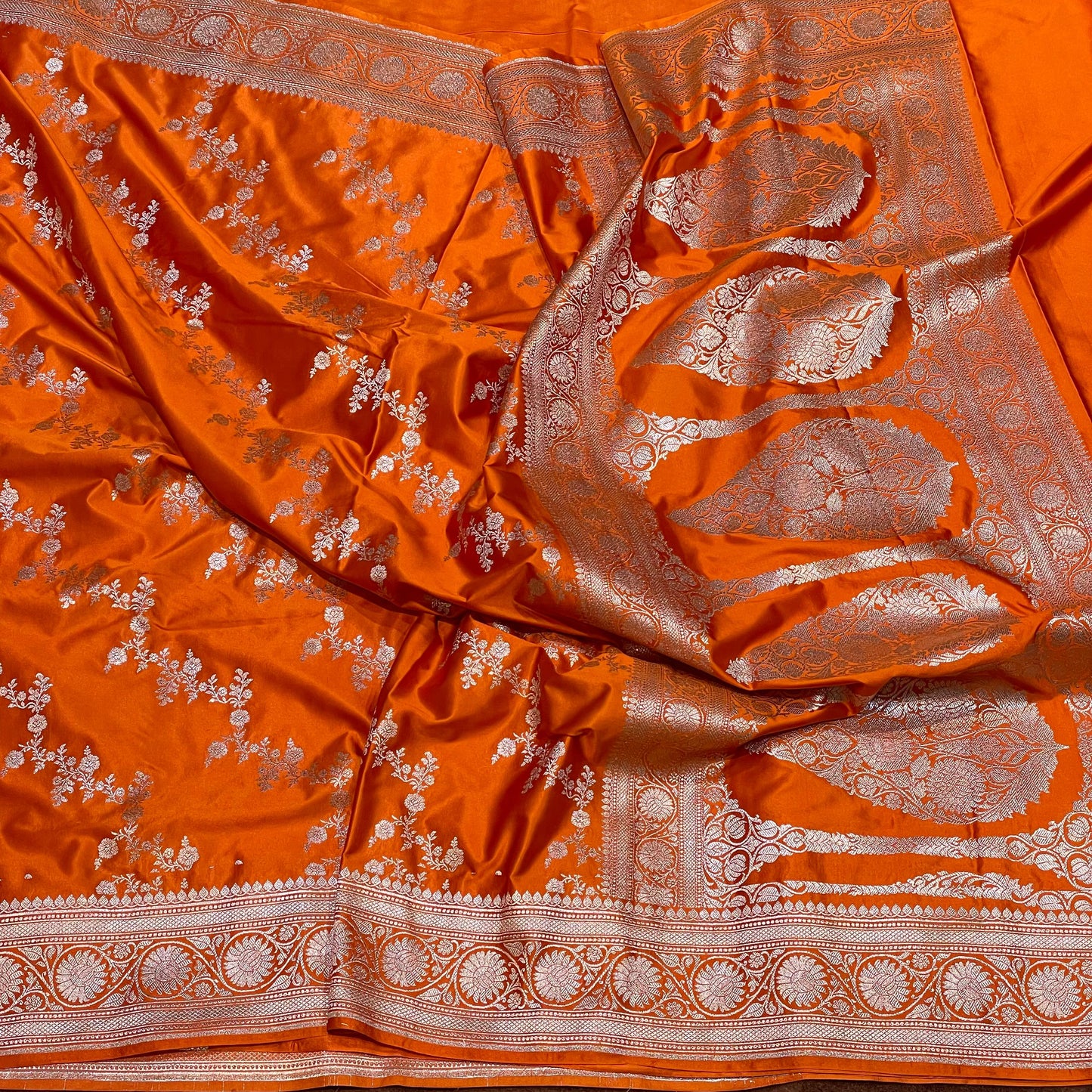 Fanta Orange Bright Colour Mashru Silk Saree