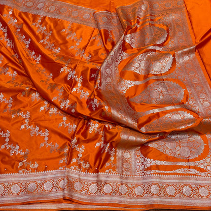 Fanta Orange Bright Colour Mashru Silk Saree